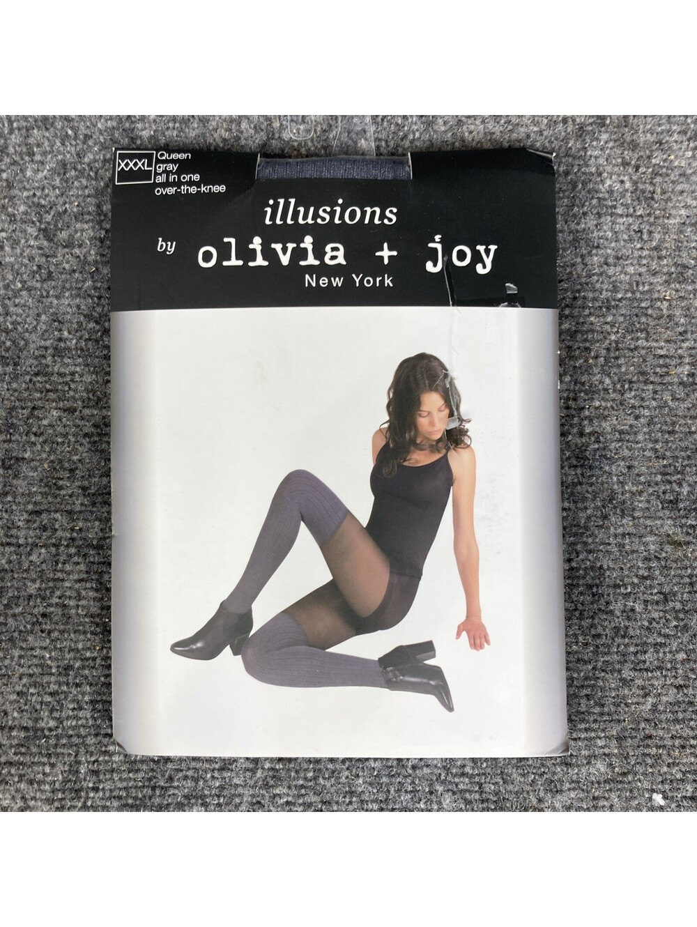 Illusions by Olivia+Joy Queen XXXL Gray All In One Over the Knee Tights NEW
